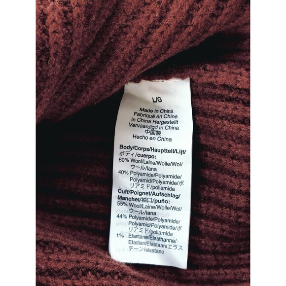 Madewell Women's Thornton Brown Ribbed V-Neck Sweater Ballon Sleeve Size L US - Picture 4 of 9